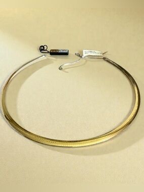 Aura Gento Women’s 925 Sterling Silver 14K Gold Omega Collar Necklace 20”